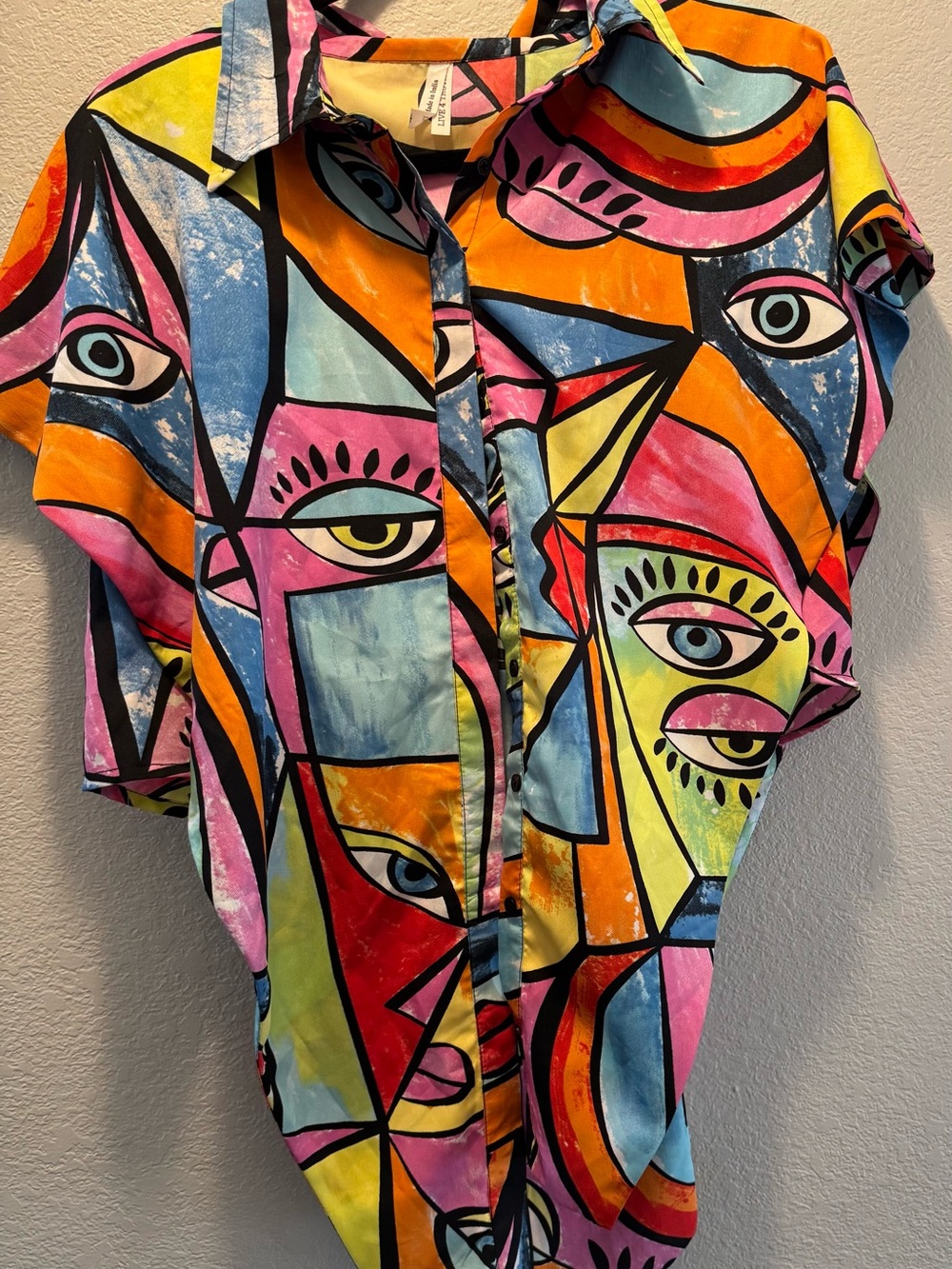 Live 4 Truth Multicolor Abstract Face Print Short-Sleeve Shirt